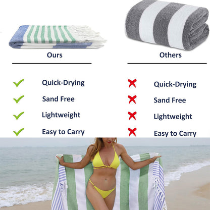 Striped Cotton Bath Towel with Tasselled Edge – Product View 9