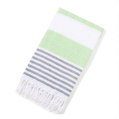 Striped Cotton Bath Towel with Tasselled Edge – Product View 14