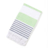 Striped Cotton Bath Towel with Tasselled Edge — Light green