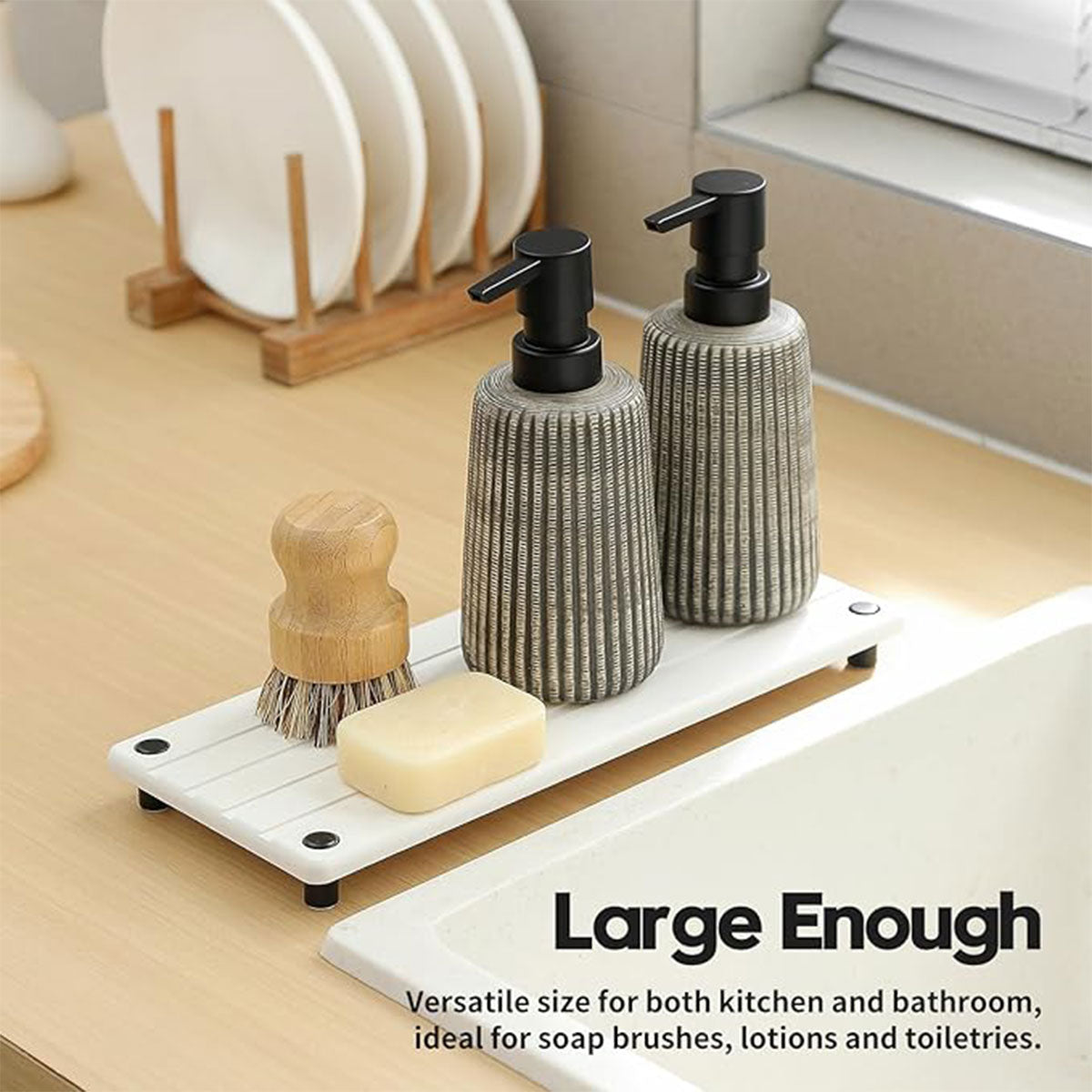 Diatomaceous Earth Bathroom Sink Drain Mat Absorbent Rack