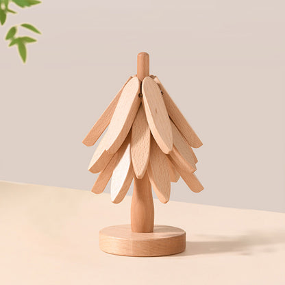 Solid Walnut Wood Christmas Tree Trivet Heat-Resistant Coaster Set