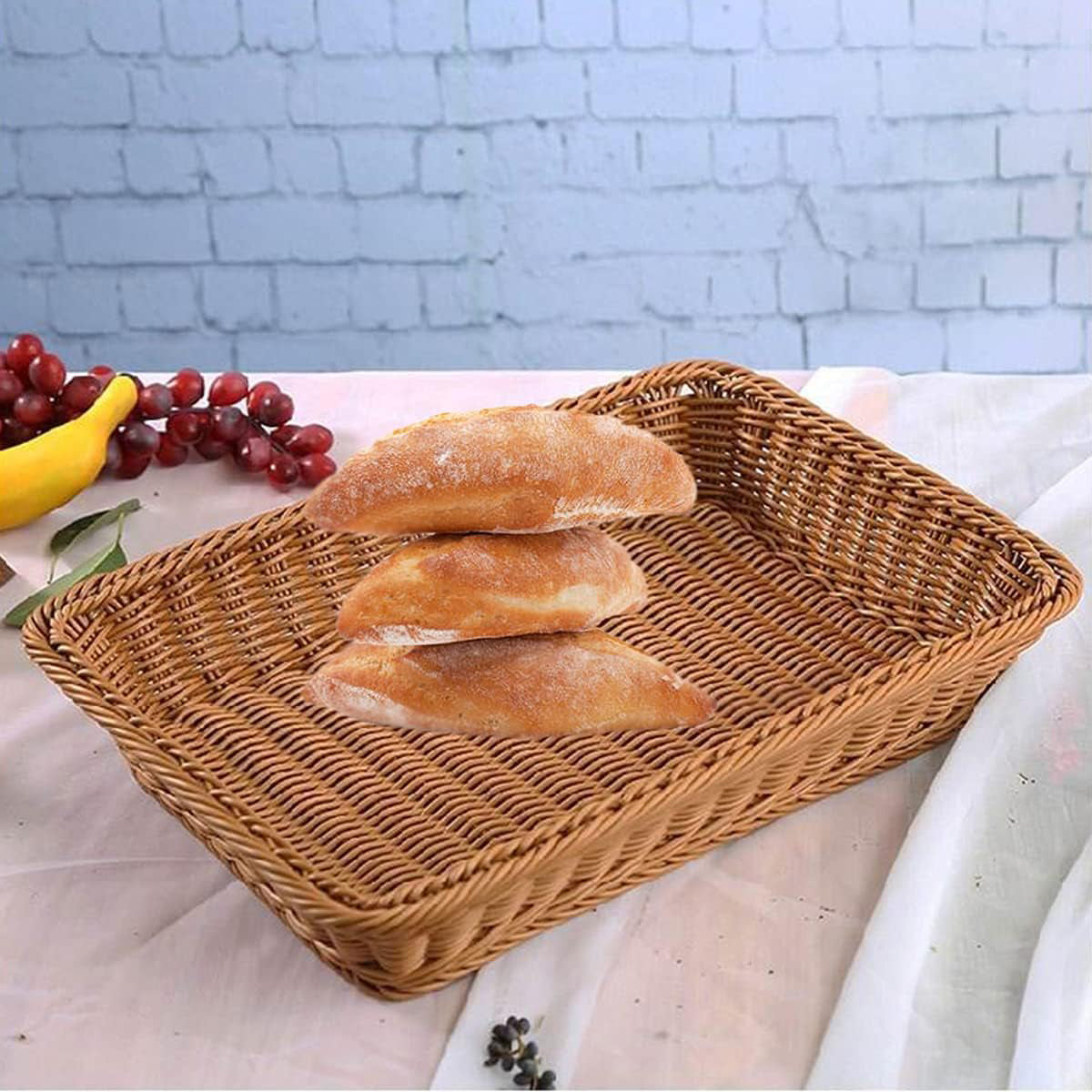 Hand Woven Rattan Tray Snack Serving Dish Hotel Fruits Pastry Plate Basket AU