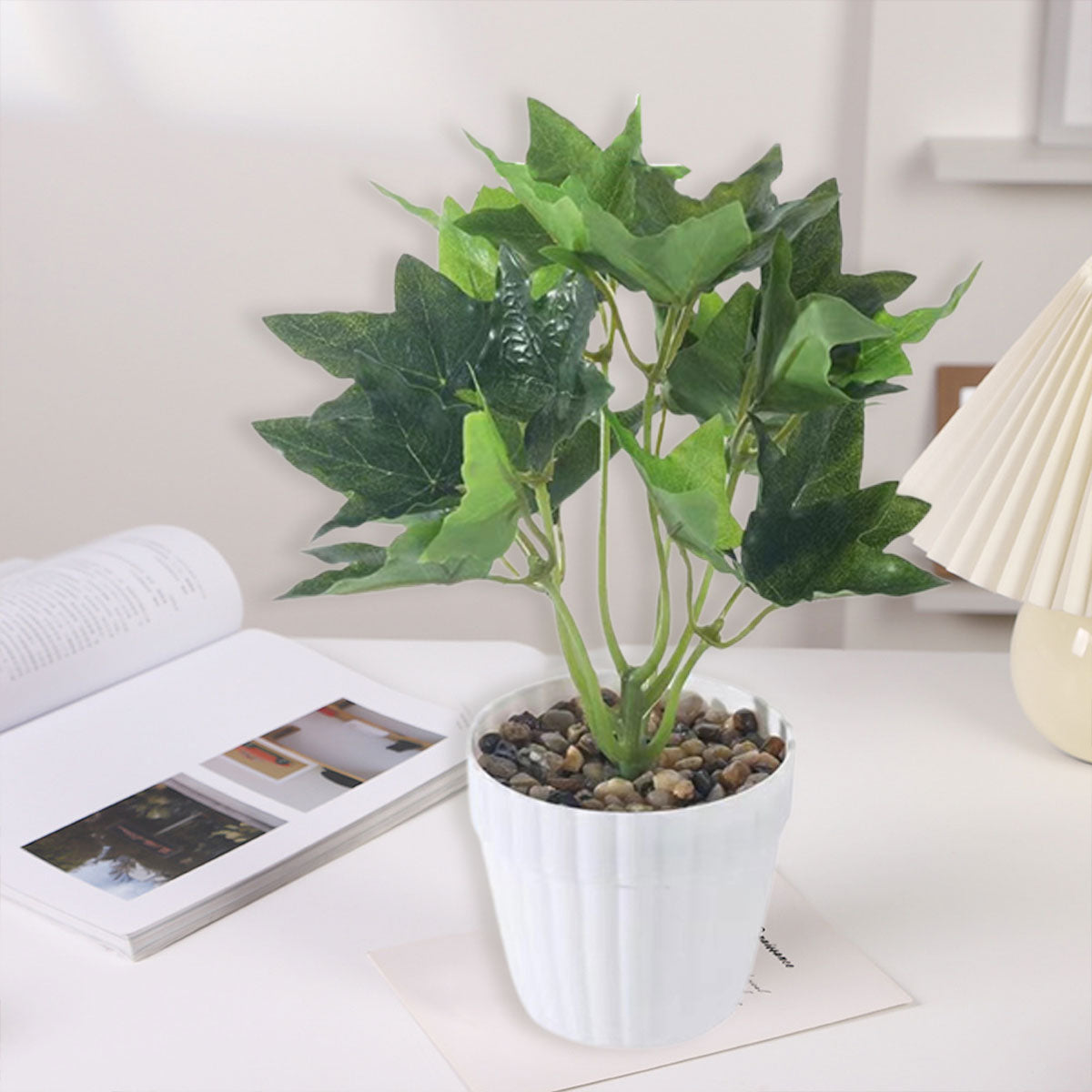 Artificial Small Potted Plant Decoration Faux Bonsai Greenery Indoor Home Decor