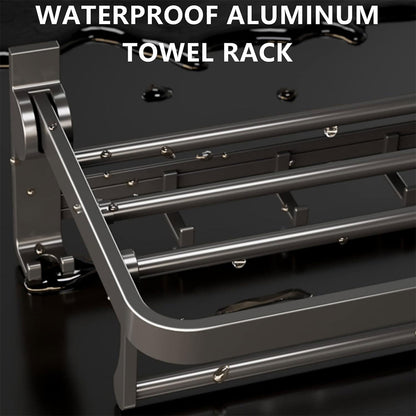 Grey Aluminum Towel Rack Punch-Free Bathroom Storage Towel Holder Home Organizer