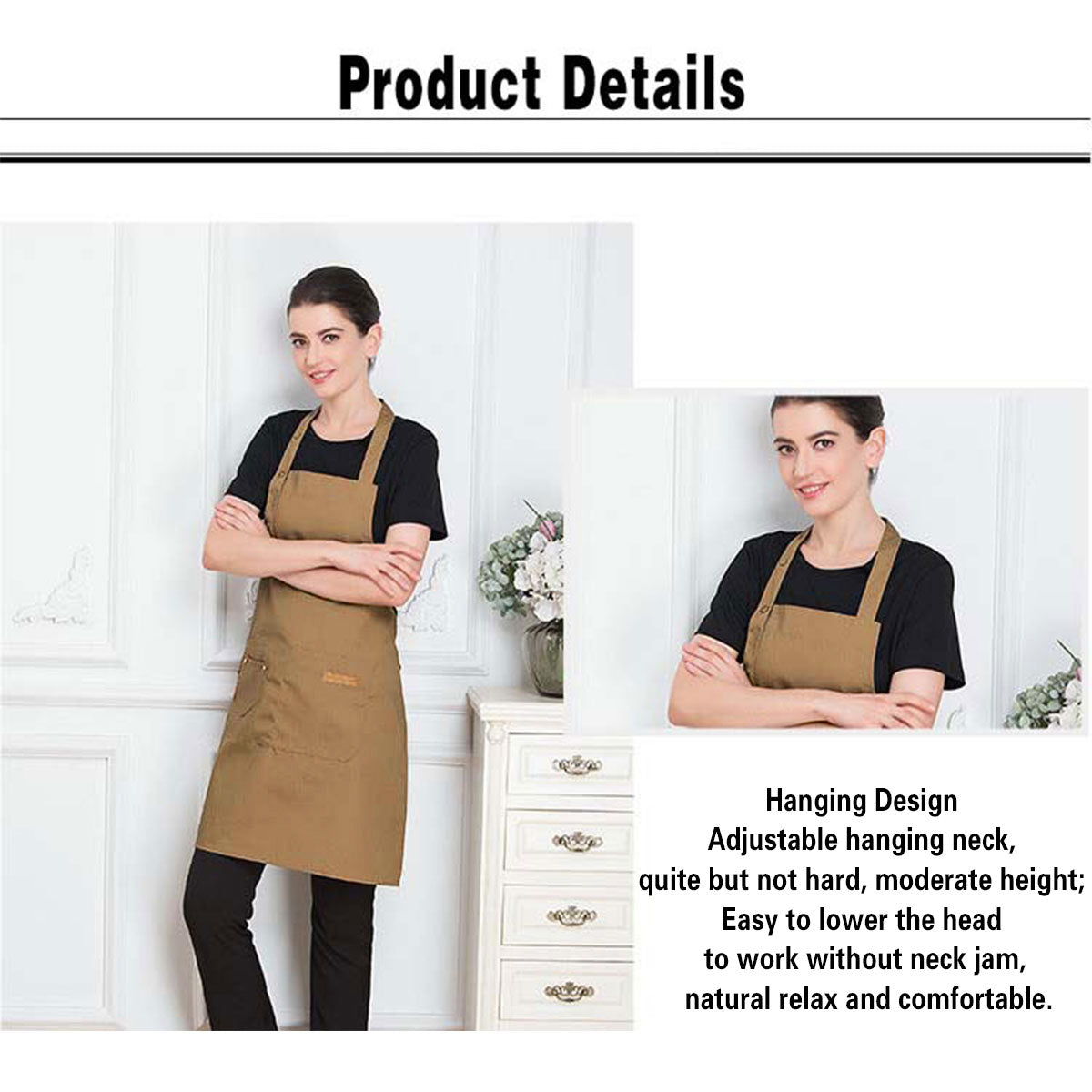 Adjustable Work Apron Neck Strap Waist Tie Kitchen Cooking Bib Apron Men Women