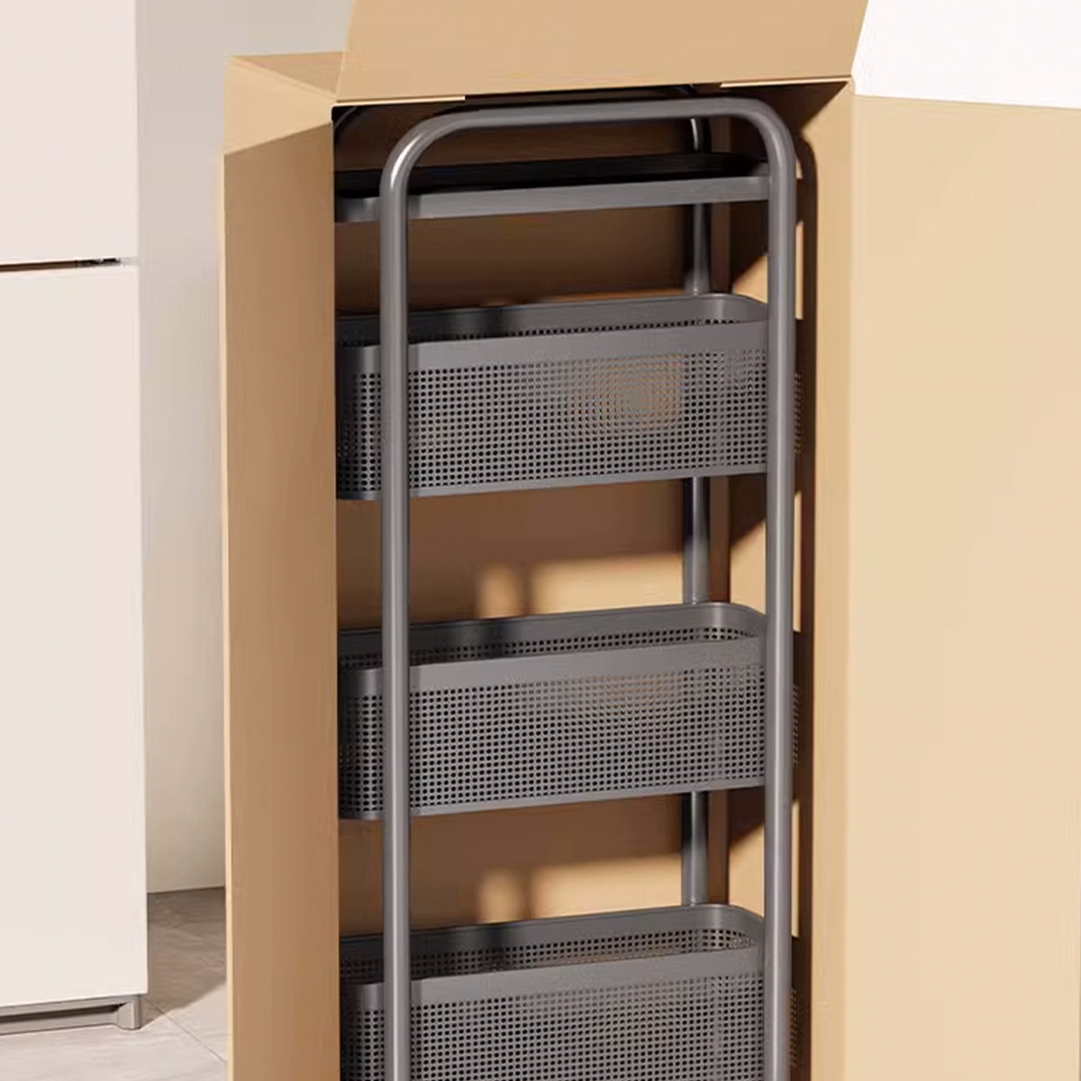 Multi Shelf Bathroom Storage Trolley Organizer with Pull Out Drawer Unit Stand