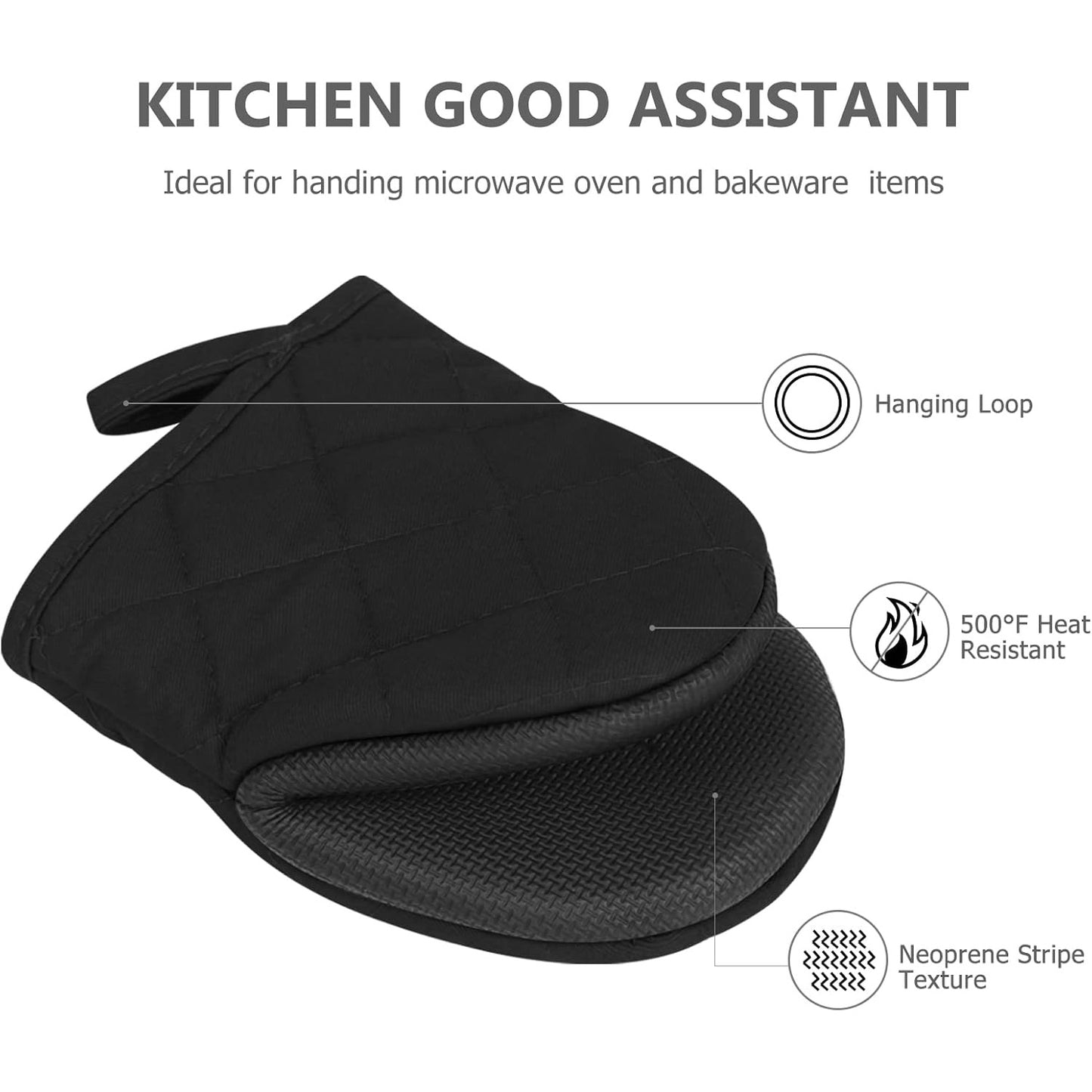 1 Pair Non Slip Oven Mitts Heat Resistant Baking Gloves for Kitchen and Cooking