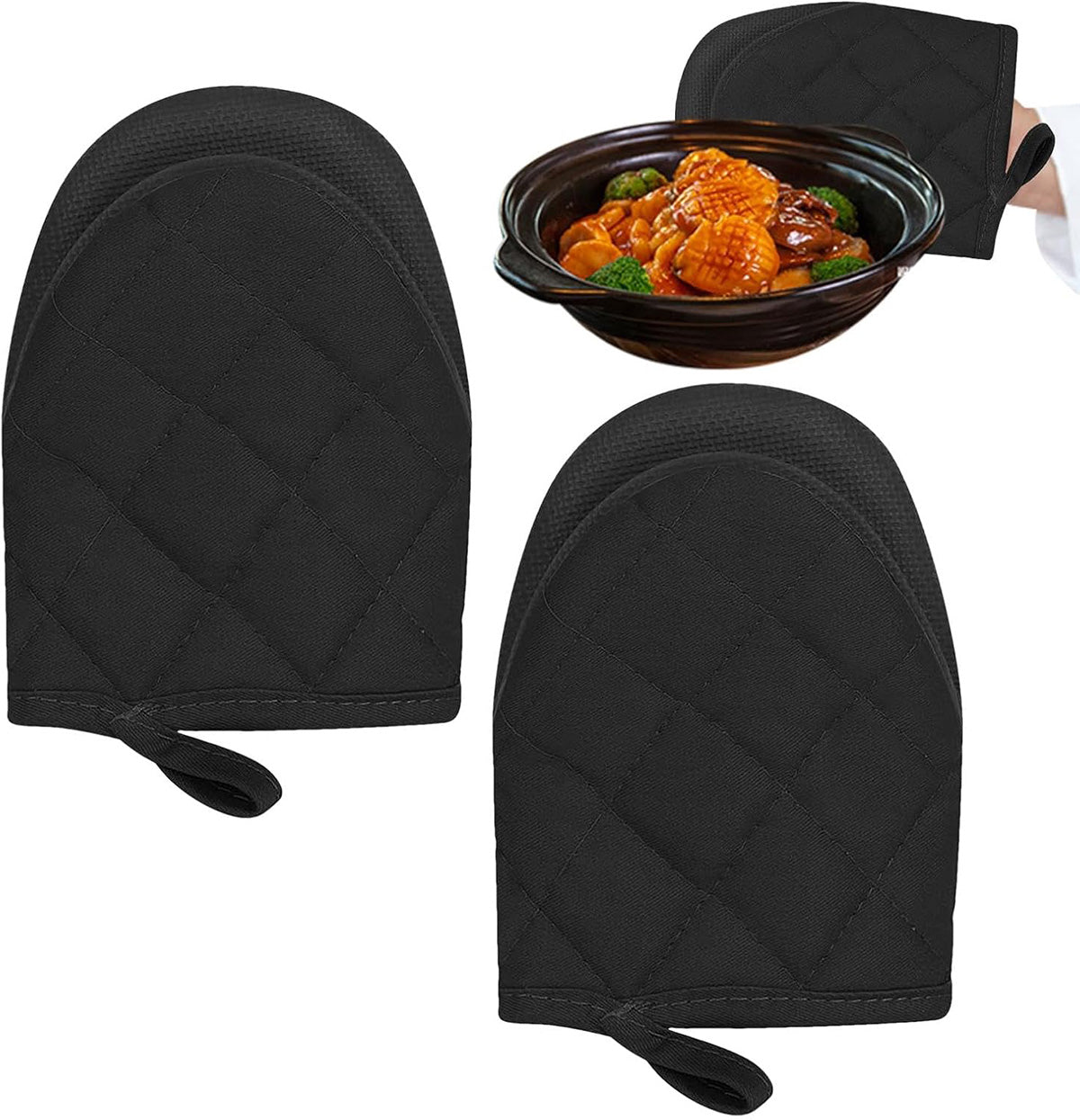 1 Pair Non Slip Oven Mitts Heat Resistant Baking Gloves for Kitchen and Cooking