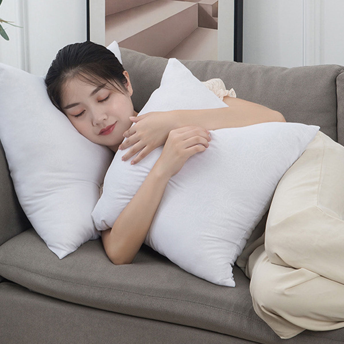 White Hotel Cotton Pillow Core with Anti-Feather Sanding Cloth