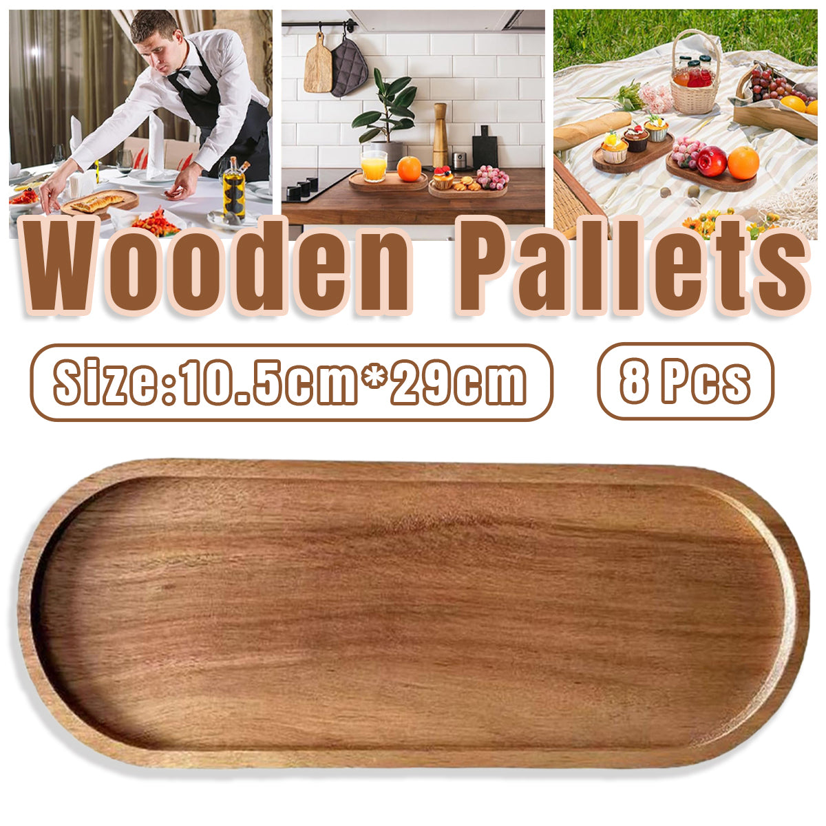 8pcs Wooden Cake Tray Home Serving Tray for Treats Snacks and Desserts Use AU