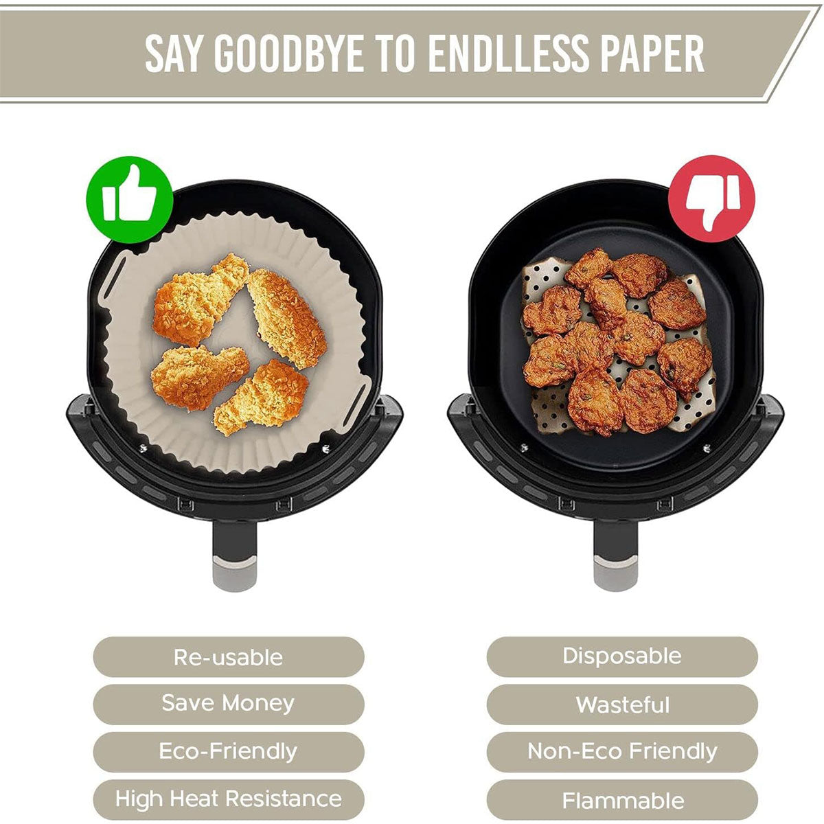 2PCS Silicone Air Fryer Baking Pan Round Household Tray Reusable Non Stick AU