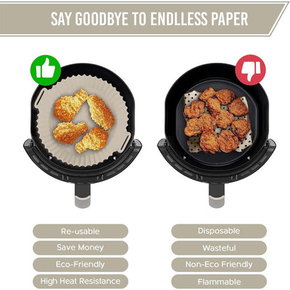2PCS Silicone Air Fryer Baking Pan Round Household Tray Reusable Non Stick AU
