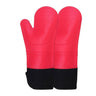 2 Pcs Silicone Oven Mitts with Fabric Lining — Red
