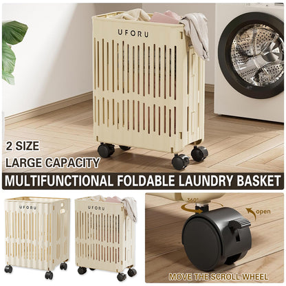 Large Folding Laundry Basket with Wheels Portable Organizer