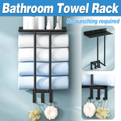 Wall Mounted Towel Rack with No Drill Fitting – Product View 2