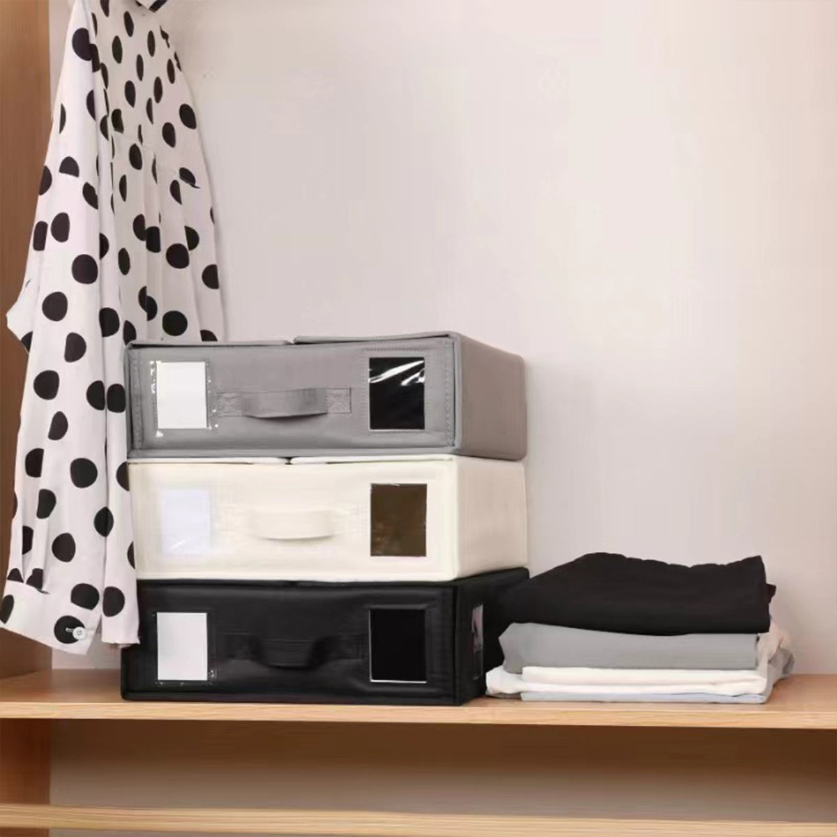 4 Pcs Collapsible Fabric Storage Boxes with Handles