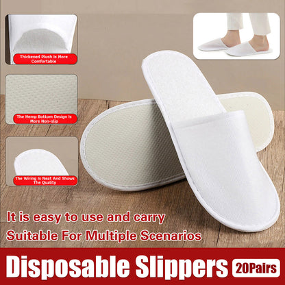 20 Pairs Disposable Hotel Slippers Thickened Non-Slip