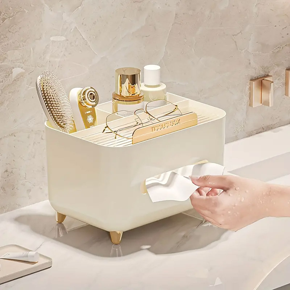 Tissue Box Dispenser Storage Box Napkin Case Remote Control Box Multi-Function