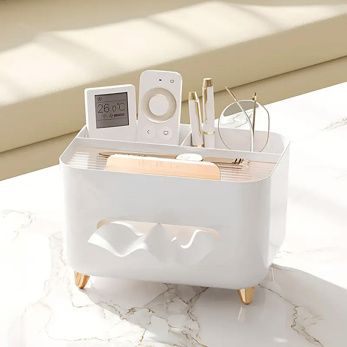 Tissue Box Dispenser Storage Box Napkin Case Remote Control Box Multi-Function