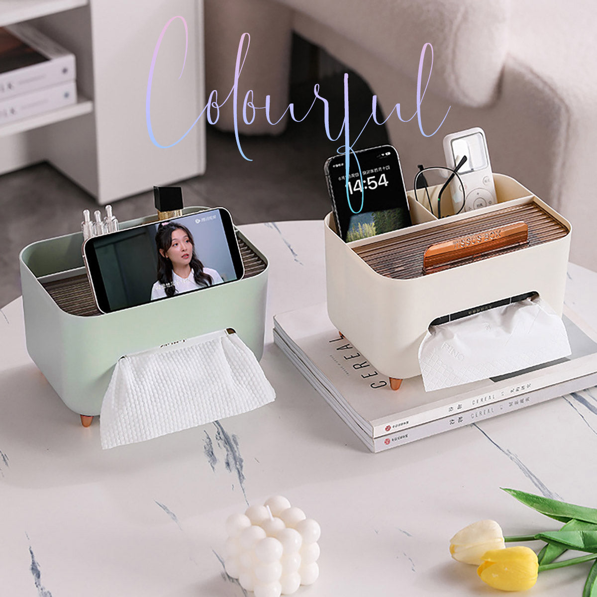Tissue Box Dispenser Storage Box Napkin Case Remote Control Box Multi-Function