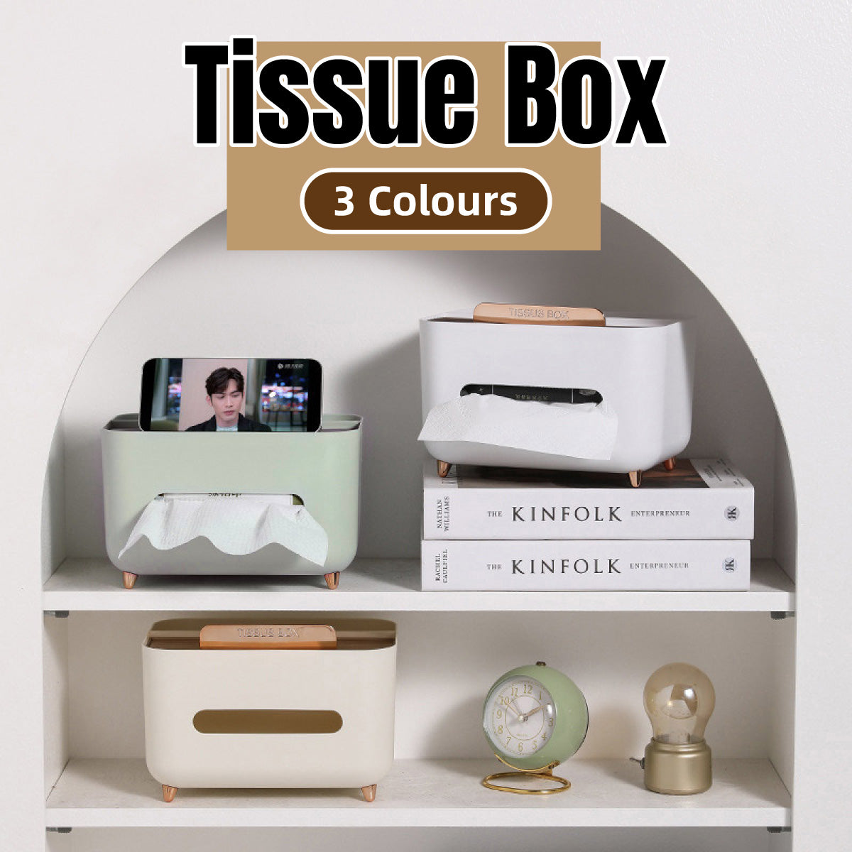 Tissue Box Dispenser Storage Box Napkin Case Remote Control Box Multi-Function