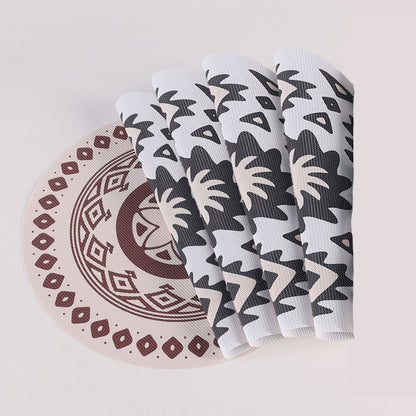 4PCS Bohemian Placemats Round Printed Heat Resistant Easy Clean Dining Mats