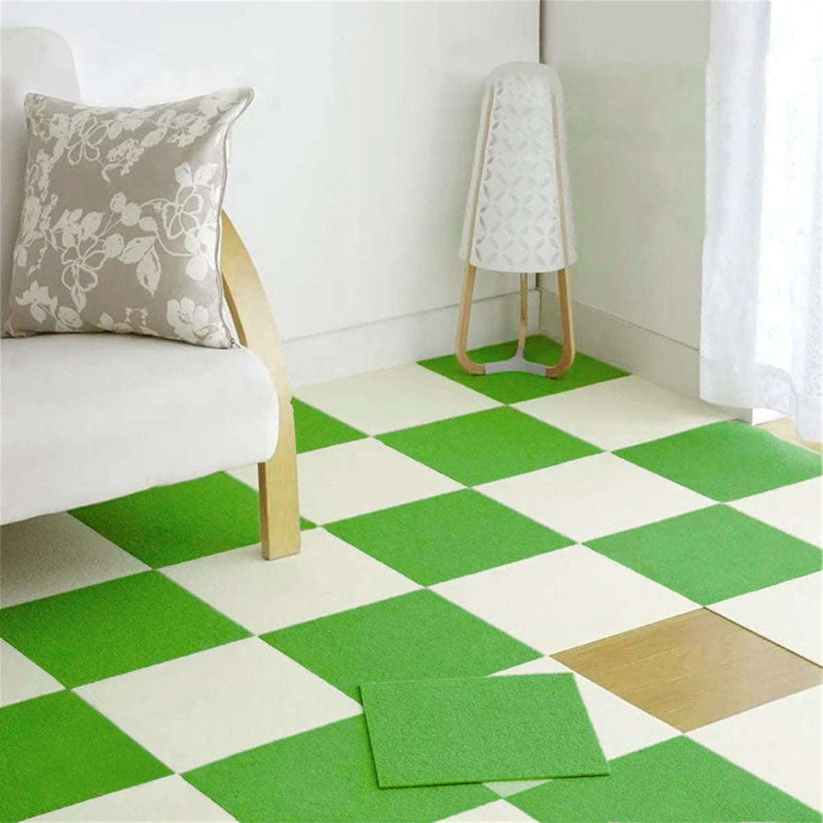 12PCS Self-Adhesive Spliced Carpet Anti Slip Floor Mat Set