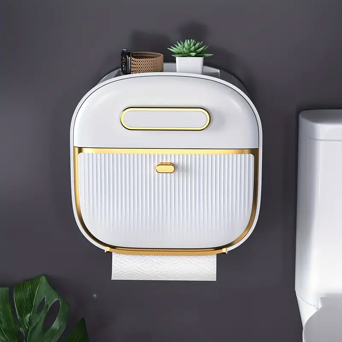 Wall Mounted Multifunctional Tissue Box Toilet Paper Storage Box Non-perforated