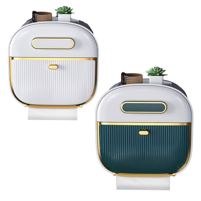 Wall Tissue Box with Top Accessory Storage