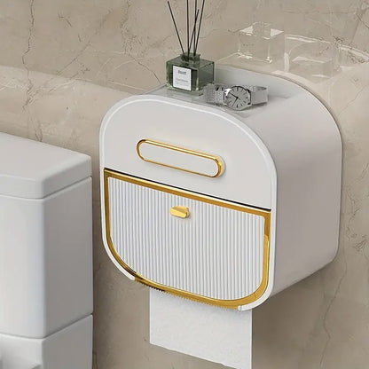 Wall Mounted Multifunctional Tissue Box Toilet Paper Storage Box Non-perforated