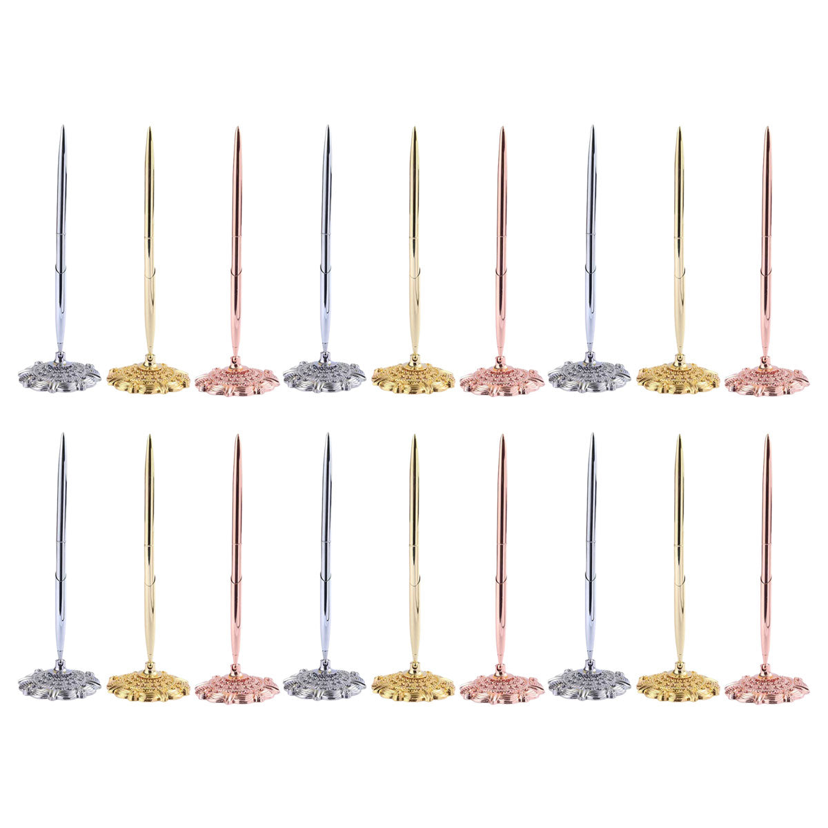 6pcs Black Ballpoint Pen Set Plum Blossom Base Office Desk Signature Writing Pen