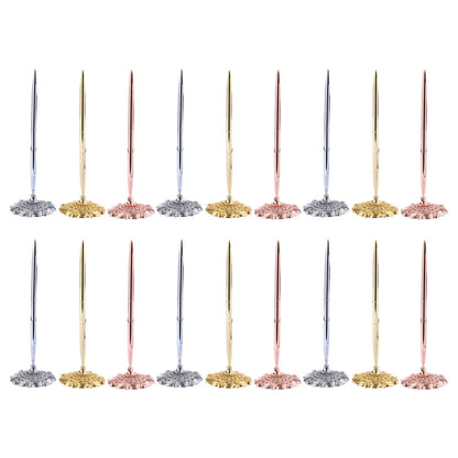 6pcs Black Ballpoint Pen Set Plum Blossom Base Office Desk Signature Writing Pen
