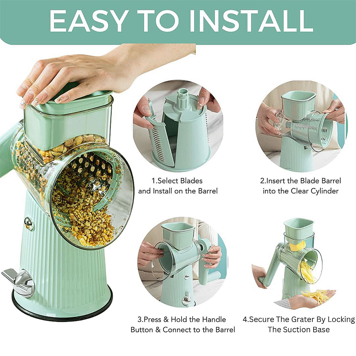 Multifunctional Vegetable Cutter Drum Slicer Kitchen Hand Cranked Grater Tool