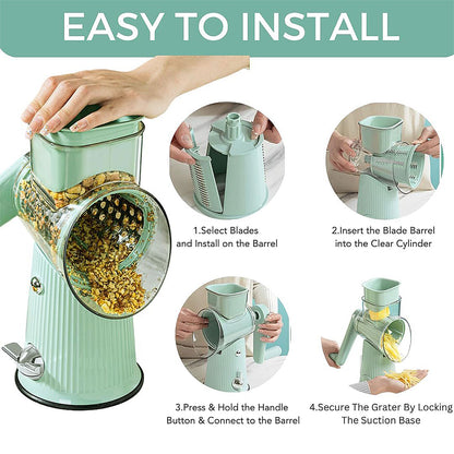 Multifunctional Vegetable Cutter Drum Slicer Kitchen Hand Cranked Grater Tool