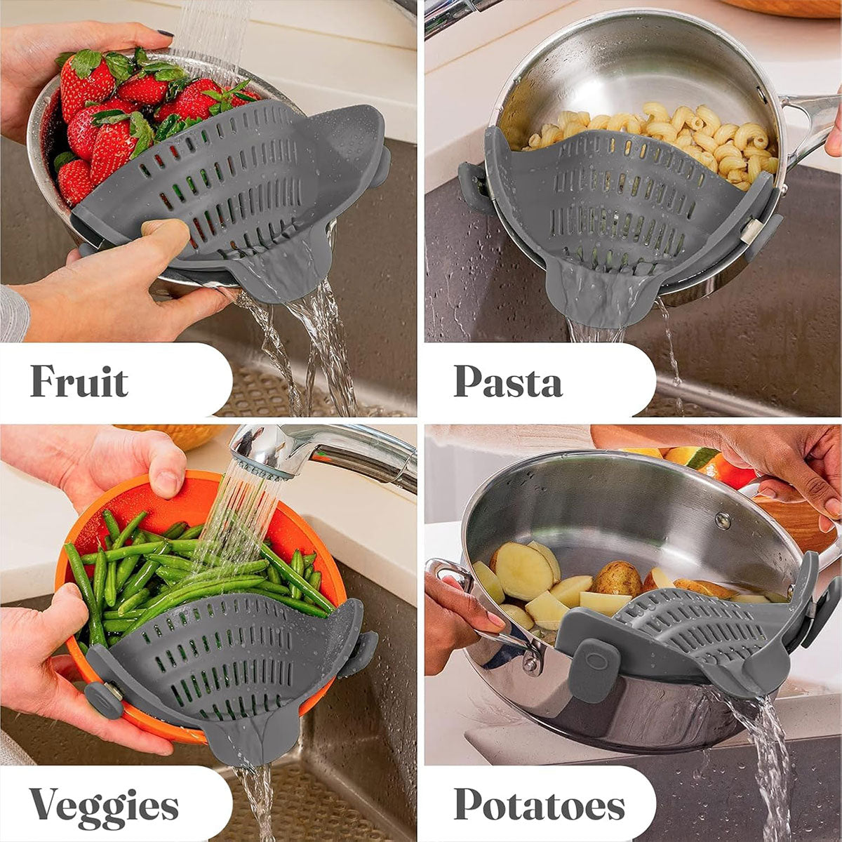Water Filter Clip 2pcs Wide Mouth Strainer Drain Holder for Pot Vegetable Fruit