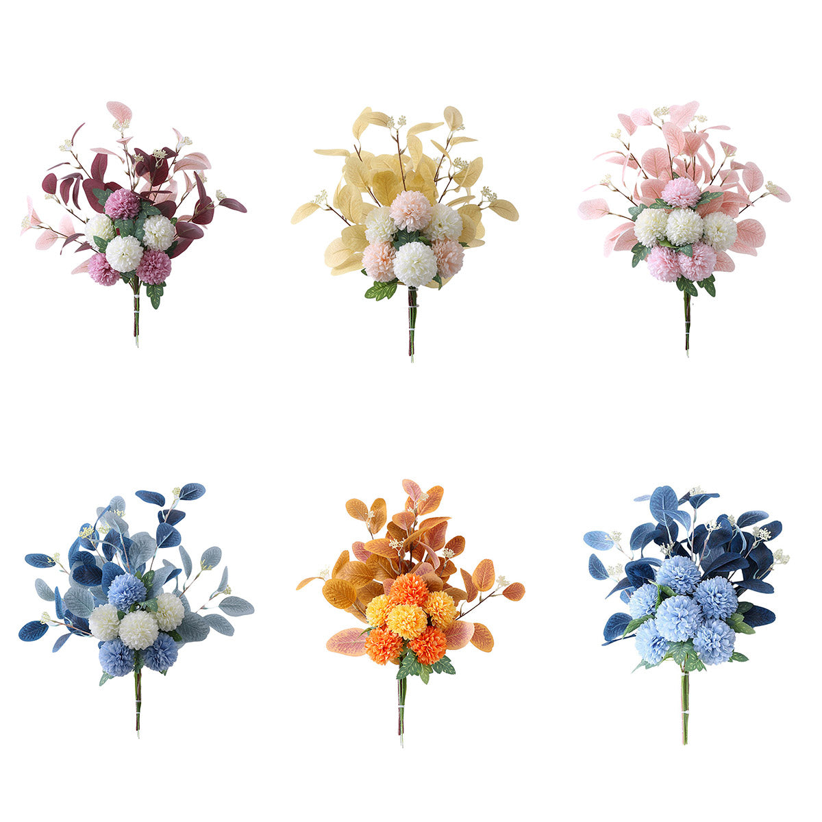 High-End Artificial Eucalyptus Leaves Ball Chrysanthemum Bouquet Home Decor AU