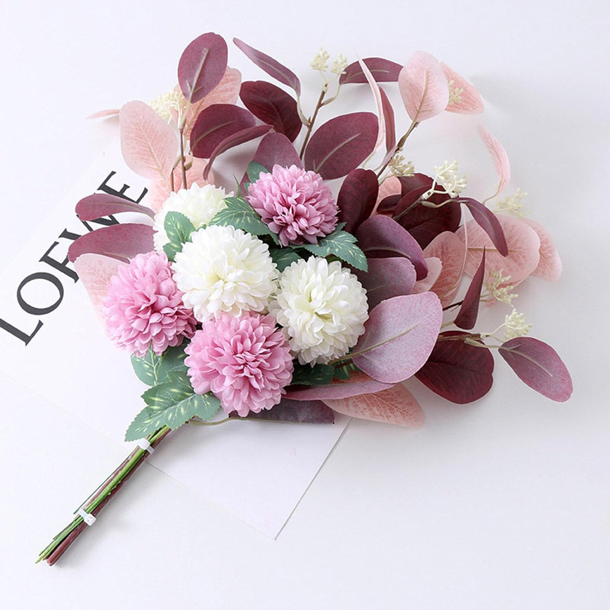 High-End Artificial Eucalyptus Leaves Ball Chrysanthemum Bouquet Home Decor AU