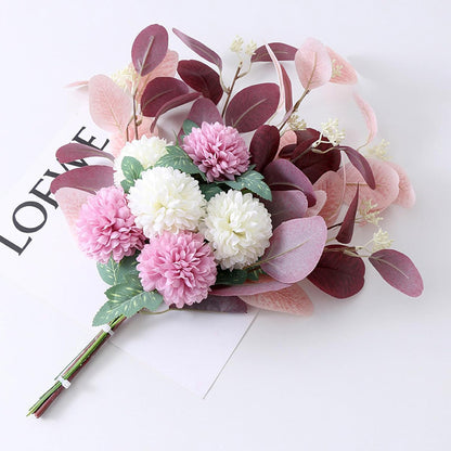 High-End Artificial Eucalyptus Leaves Ball Chrysanthemum Bouquet Home Decor AU