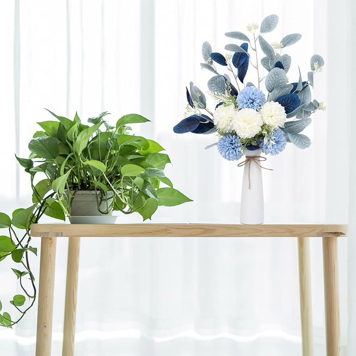 High-End Artificial Eucalyptus Leaves Ball Chrysanthemum Bouquet Home Decor AU