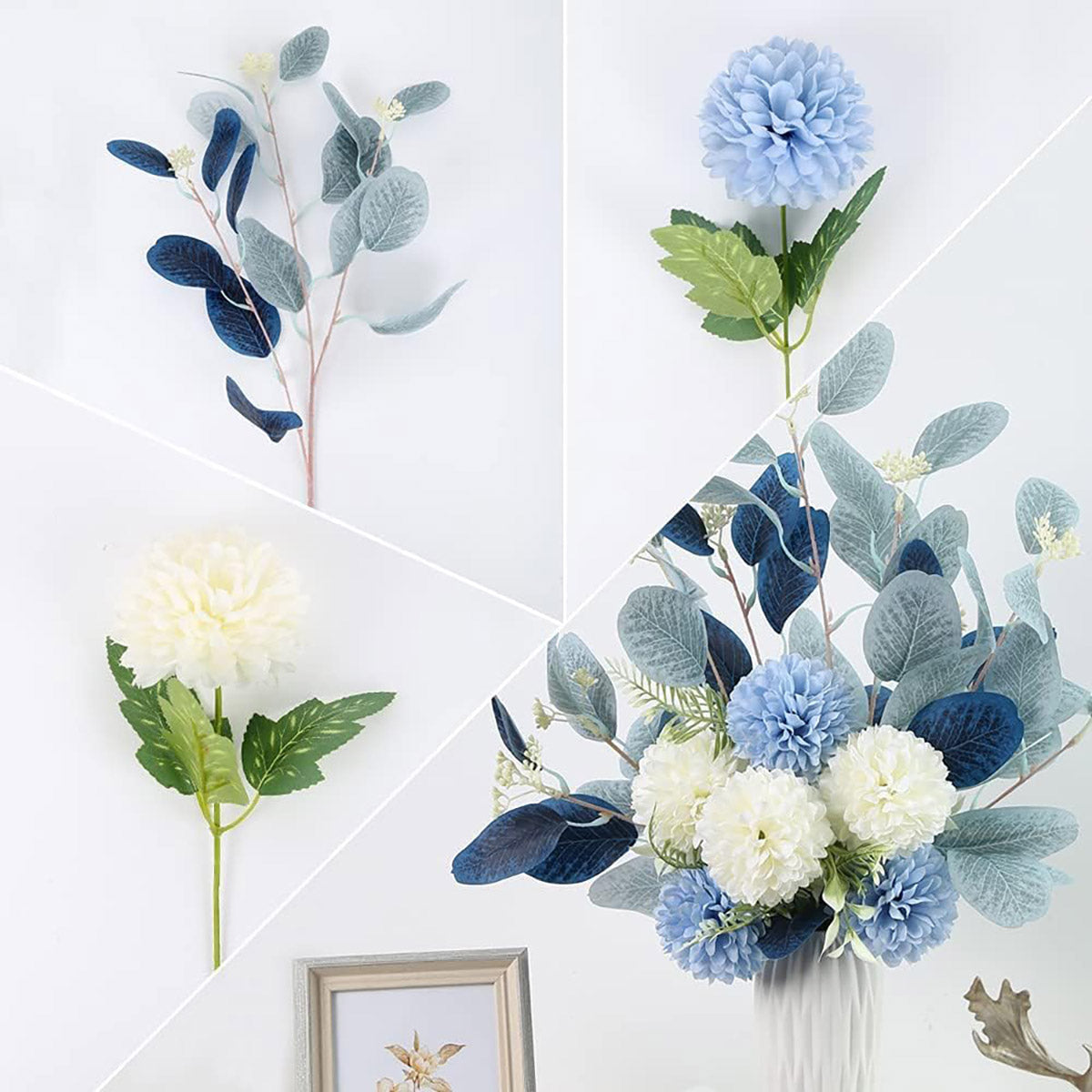High-End Artificial Eucalyptus Leaves Ball Chrysanthemum Bouquet Home Decor AU