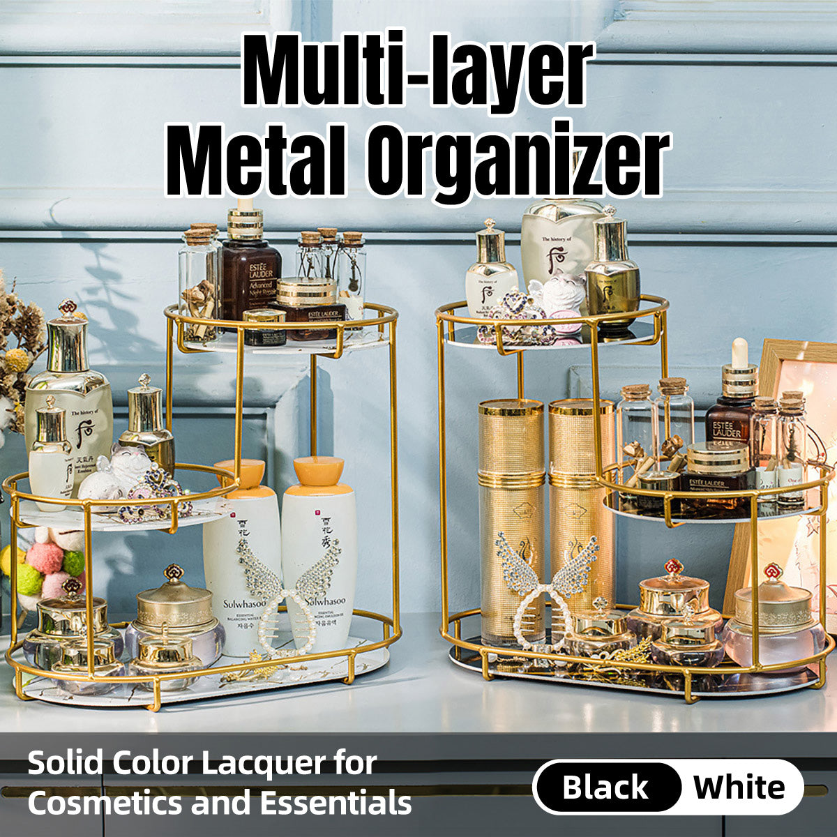 Round Multi-Tier Metal Storage Rack for Bathroom Vanity Kitchen Storage Rack AU
