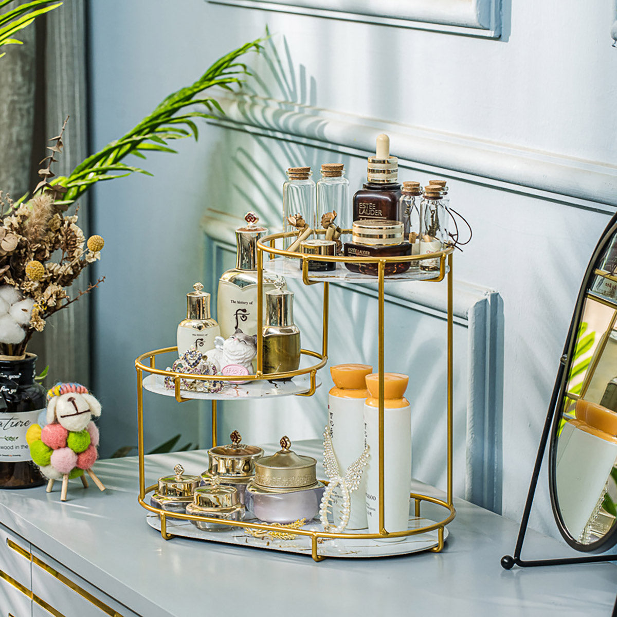 Round Multi-Tier Metal Storage Rack for Bathroom Vanity Kitchen Storage Rack AU