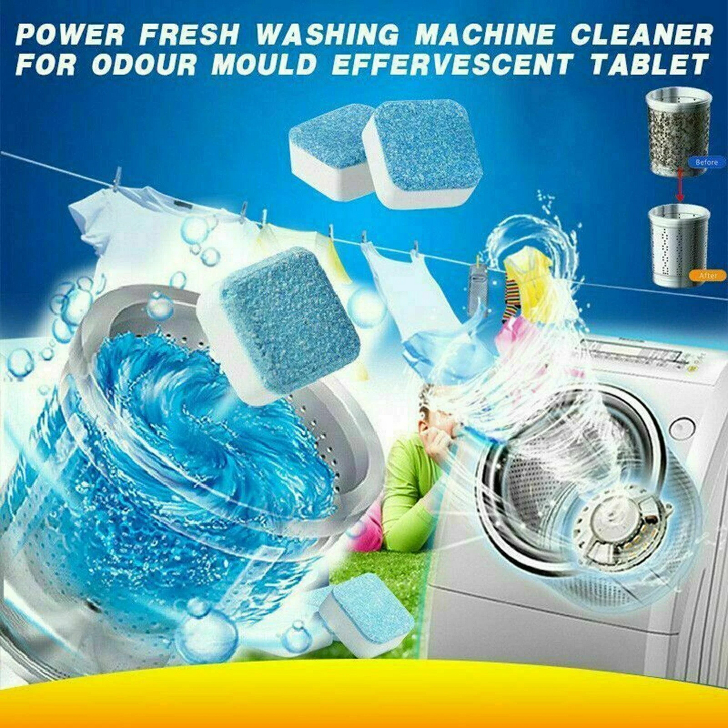 Washing Machine Tub Effervescent Cleaner Tablets Deodorant Set