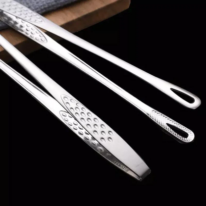 24/28cm Stainless Steel Straight Grill Tongs for Kitchen BBQ Buffet