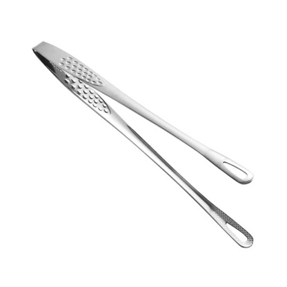 24/28cm Stainless Steel Straight Grill Tongs for Kitchen BBQ Buffet