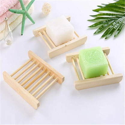 Natural Wooden Bamboo Soap Dish Tray Holder Storage Soap Rack Box Soap Dishes AU