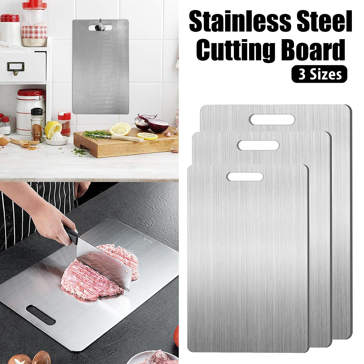 Stainless Steel Cutting Board Kitchen Thickened Double-sided Chopping Boards AU