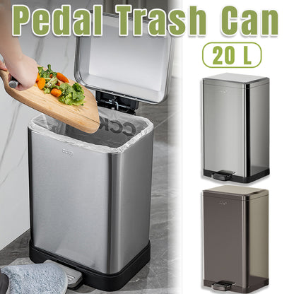 20L Rubbish Bin Foot Operated Household Trash Can with Lid Large Capacity AU