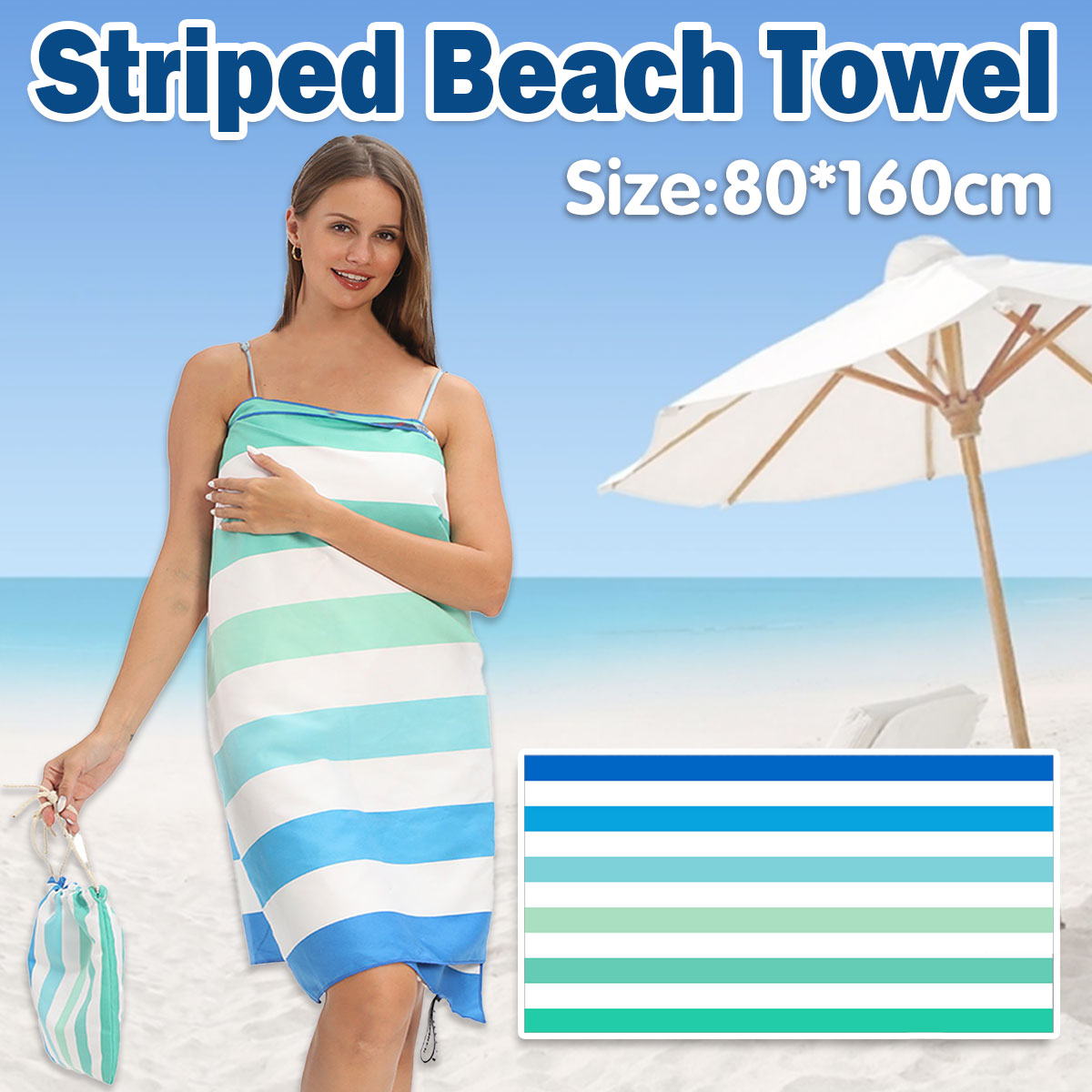 Large Hotel Beach and Pool Towel 100 x 180cm – Product View 2