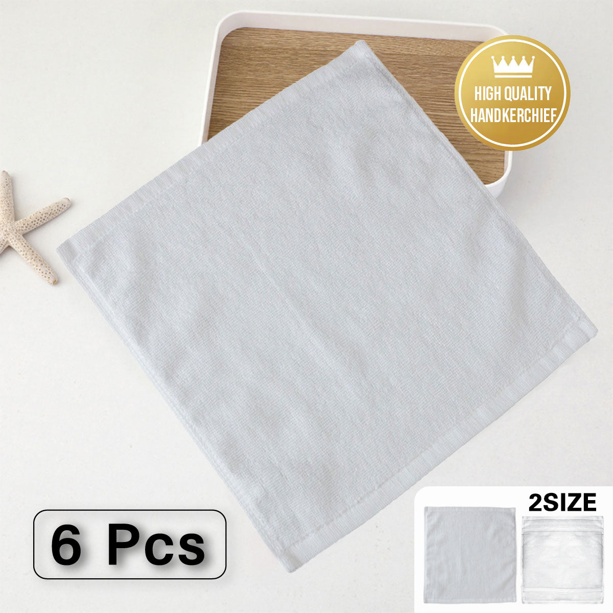 6 Pcs Hotel Cotton Face Towel White Soft Square Cloth